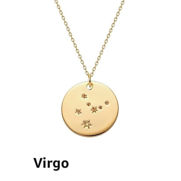 Virgo Zodiac Sign Disc Constellation Necklace - Picture 1 of 13